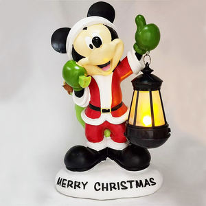 Scultura Decorativa Natalizia Vintage per Casa Statua di Topolino con Lanterna Luminosa in Resina Personaggio Cartone Animato Statuetta - Product Image 3