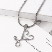 Collar con Colgante de Estetoscopio de Acero Inoxidable en Color Oro y Plata, Collar Médico con Forma de Corazón para Doctoras y Enfermeras