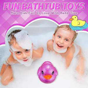 Canards en caoutchouc pailletés, lot de 6 couleurs assorties, cadeaux de bain, jouets anti-stress pour bébés et enfants, pour les fêtes prénatales et la piscine estivale - Product Image 3