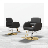 Fauteuil de Barbier Ergonomique en Cuir PU au Design Moderne, Pliable, Pompe Hydraulique Robuste, Repose-Pieds Réglable pour Usage Commercial et Loisirs