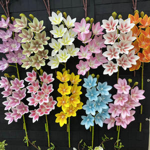 Phalaenopsis maison décorative impression 3D fleur d'orchidée blanc rose 9 têtes clématite artificielle avec longue tige - Product Image 2