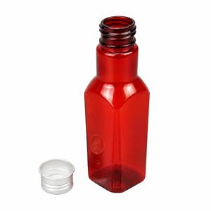 ขวด PET สีชาอำพันทรงเหลี่ยมขนาด 100 มล. ป้องกันแสง พร้อมฝาเกลียว PP สำหรับบรรจุของเหลวชนิดดื่ม ชา น้ำผลไม้ แชมเปญ โซดา ขายส่ง - Product Image 2
