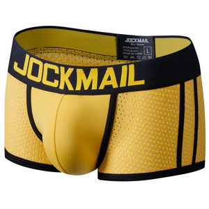 JOCKMAIL Calzoncillos bóxer para hombre, a la moda, con bloques de color, de tela de malla transpirable, de cintura baja, para todas las estaciones, ropa interior deportiva - Product Image 4