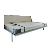 Lit escamotable en acier gain de place 140x200cm avec kit de quincaillerie murale et bureau intégré, design moderne pour hôtels et petits appartements