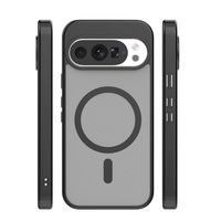 Coque de téléphone portable antichoc translucide givrée avec charge magnétique sans fil et anneau métallique 360° pour Google Pixel 11Pro XL 10 Pro