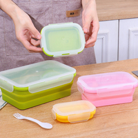Lot de 4 boîtes à bento pliables en silicone, écologiques, portables, durables, pour enfants