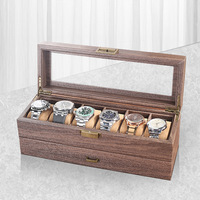 Eonluxe - Caja para Relojes de 6 Ranuras, Caja de Joyería de Cuero de Doble Capa, Caja de Almacenamiento Multiusos, Caja de Exhibición Rectangular, Estuche para Gafas