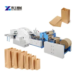 Máquina mecánica de bolsas de papel de fondo cuadrado, fabricación de bolsas de papel para tienda de ropa
