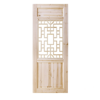China Factory Solid Fir Lattice Interior Door Custom Pattern Timber Door for Export