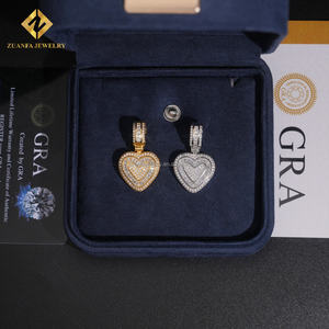 USA Local Stock GRA Certificate Pass Diamond <b>Tester</b> Hip Hop Jewelry 925 Silver Baguette Moissanite Diamond Heart Pendant - Product Image 3