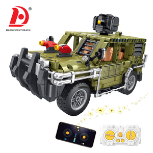 Kit de construction de SUV tactique <span class=keywords><strong>militaire</strong></span> à double commande 2.4G HUADA, modèle de voiture blindée mécanique DIY, <span class=keywords><strong>jouet</strong></span> éducatif en briques d'ingénierie - Product Image 4