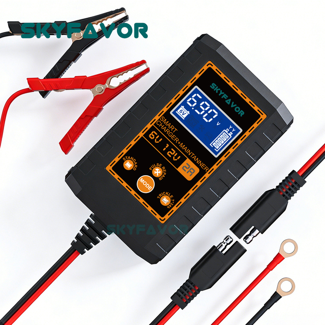 Smart Automatic Motorcycle Battery Charger 6V 12V 2A Universal EFB AGM GEL CA Lead Acid Battery Charger with Trickle Charge