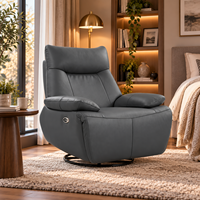 Fauteuil inclinable électrique moderne pivotant à 360° avec appui-tête réglable, revêtement en tissu premium et dossier rembourré