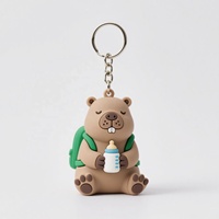 Porte-clés en caoutchouc PVC souple personnalisés en gros avec motif Capybara mignon, accessoires pendentifs