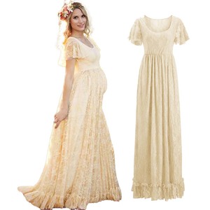 Vestido <span class=keywords><strong>de</strong></span> <span class=keywords><strong>Maternidad</strong></span> Blanco Largo <span class=keywords><strong>de</strong></span> Encaje <span class=keywords><strong>para</strong></span> <span class=keywords><strong>Fiesta</strong></span> <span class=keywords><strong>de</strong></span> Bodas 2024, Color Sólido, DGPD-005 - Product Image 5