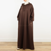 Abaya d'hiver personnalisée à capuche, pull en polaire à manches longues, jilbab avec capuche, robe maxi chaude pour femmes musulmanes, vêtements islamiques