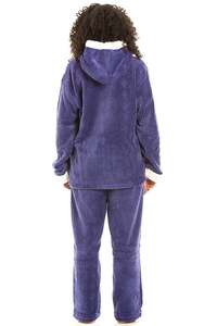 Set di pigiami di flanella Casual da <span class=keywords><strong>donna</strong></span> <span class=keywords><strong>taglie</strong></span> <span class=keywords><strong>forti</strong></span> da notte con cappuccio abbigliamento da notte manica lunga in <span class=keywords><strong>pile</strong></span> morbido <span class=keywords><strong>pigiama</strong></span> di flanella - Product Image 5