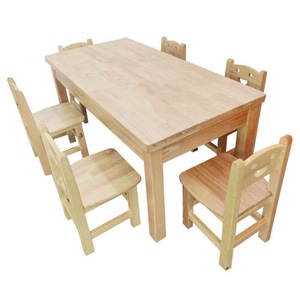 Solid Wood Kids <b>Desk</b> And Chair Set 1200x600x550mm Natural Color Safety Design For Kindergarten - Product Image 3