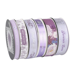 Purple Iris Series Satin Ribbons Floral Printed Wedding Gift Packaging Decorative Bow Ties - Product Image 5