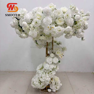 Flores personalizadas en soporte de metal dorado centro de mesa de seda redondo para decoraciones y fiestas evento boda proveedor - Product Image 3