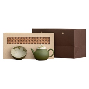 Jiao Green Hand-painted Osmanthus Double Wall <b>Ceramic</b> Kung Fu Tea Set with Ice Crack Design One Pot One <b>Cup</b> Small Set - Product Image 5