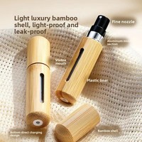 Botol Parfum Bambu Kosmetik Mewah 5ML/8ML Isi Bawah, Botol Semprot Portabel untuk Perjalanan, Hot Stamping