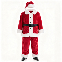 Ensemble de costume de Père Noël pour adulte, tenue de Père Noël en velours de qualité supérieure avec chapeau et ceinture pour Noël, carnaval, fête de fin d'année