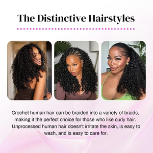 Extensions de cheveux humains au crochet Deep Wave Feathers, bouclées serrées, pré-séparées, sans nœuds, avec boucle <span class=keywords><strong>pour</strong></span> tressage - Product Image 3