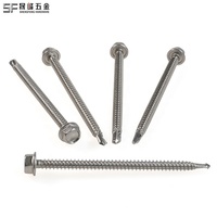 Sekrup Baja Tahan Karat 304 SUS Inox 316 410 Kepala Flens Hex Berulir Penuh Self Drilling Tahan Air untuk Panel Sandwich