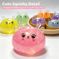 Jouet Squishy Mystère Arc-en-ciel en forme de Boulette Scintillante avec Boîte Surprise, Doux à Presser, Sensoriel, Anti-stress, Cadeaux