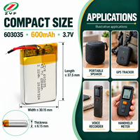 Batterie lithium-ion rechargeable en pochette certifiée CE 3,7 V 600 mAh 603035 pour mini caméra de sécurité et dispositif de surveillance sans fil