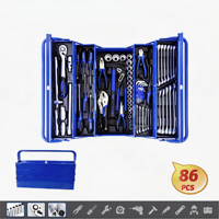 Ensemble de 86 outils de sécurité automobile avec cliquet, outils de taille-haie, outils à main en acier au carbone chromé pour la réparation automobile
