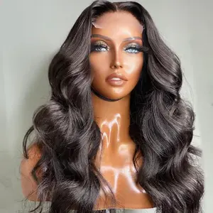 Good Luck Hair Hot Sale 20" Body Wave 4*4 5*5 6*6 7*7 100% Human Virgin Hair Natural Color Transparent Lace closure Wig