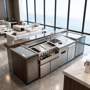 Station de bar mobile <span class=keywords><strong>Horeca</strong></span> avec fentes pour bouteilles, en acier inoxydable 201, double porte et température numérique - Product Image 2