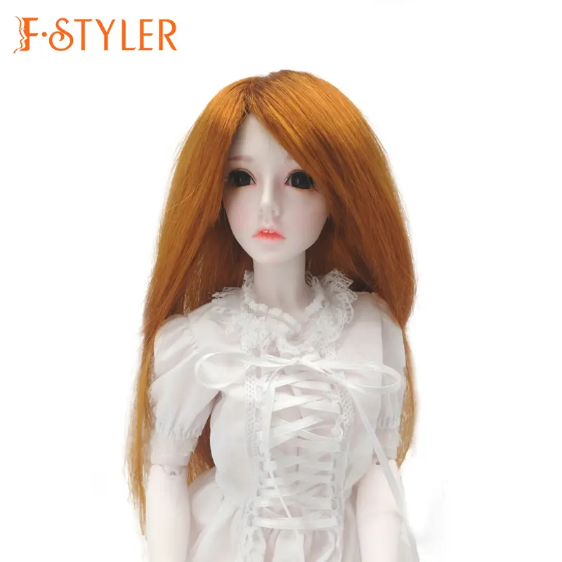 FSTYLER गुड़िया बाल सीधे सिंथेटिक मोहायर फैक्टरी अनुकूलन सहायक उपकरण विग BJD 1/4 1/3 1/6 के लिए थोक थोक बिक्री