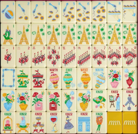 Ensemble de tuiles de mahjong américaines de luxe jaunes peintes à la main, 160 pièces, en acrylique à trois couches avec tapis en néoprène Maison