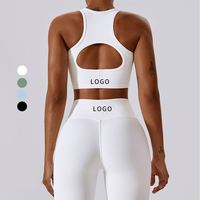 Vente flash : Ensemble de sport pour femme avec soutien-gorge de sport ajouré et leggings push-up, tenue de yoga, taille haute, dos en V, marque privée, ensembles de fitness pour la salle de sport