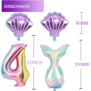 Kit de Decoración de Cumpleaños de Sirena para Niñas, <span class=keywords><strong>Guirnalda</strong></span> de Globos de Aluminio con Forma de Cola de Sirena, Globos para Fiestas al por Mayor - Product Image 6