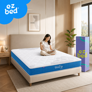 Colchón Híbrido UniZip de 25 cm con Soporte de Muelles Ensacados y Comodidad Media, Acceso con Cremallera para Facilitar el Control - Diseño Moderno para Hoteles - Product Image 1
