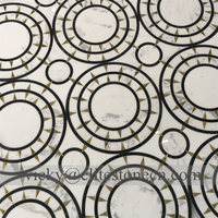 Tuile de sol décorative ronde multicolore, pierre murale, mosaïque, motif de médaillon, pavé en ardoise, pierre culturelle