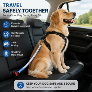 Cintura di Sicurezza per Cani da Auto, Guinzaglio in Cotone Intrecciato a Mano, Resistente Cintura di Sicurezza per Cani per Viaggi in Auto - Product Image 2