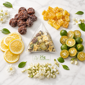 Té de Ciruela y Jazmín Personalizable en Bolsitas de 25g, Bolsas de Forma Irregular, 1000ml, Infusión Fría, Marca Privada, Orgánico Premium - Product Image 2
