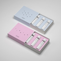 Petite boîte cadeau coulissante recyclable avec fermeture magnétique, boîte en papier haut de gamme, éponge, logo personnalisé imprimé, cosmétique, cils, soins de la peau