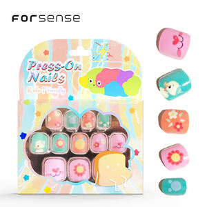 <span class=keywords><strong>Faux</strong></span> ongles extra petits taille pour enfants, fournitures à poser sur les ongles pour enfants, motifs mignons, <span class=keywords><strong>rose</strong></span> bébé, ongles carrés courts avec fleur - Product Image 1