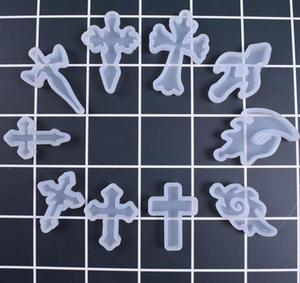 Early Riser 10 pièces de moule en <span class=keywords><strong>Silicone</strong></span> en forme de croix bricolage <span class=keywords><strong>moulage</strong></span> <span class=keywords><strong>résine</strong></span> décorative faisant le moule convient aux bijoux pendentif - Product Image 1