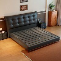 Lit de rangement moderne en cuir italien - Cadre de lit Queen de luxe couleur anthracite avec renforts en acier et bois - Vente directe usine