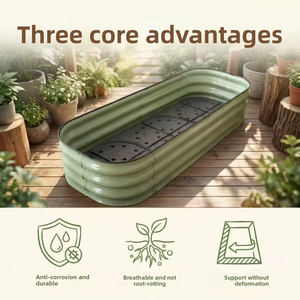 Jardinière surélevée <span class=keywords><strong>en</strong></span> acier galvanisé vert olive pour la culture de légumes, fleurs et herbes <span class=keywords><strong>en</strong></span> extérieur, décoration de jardin - Product Image 3