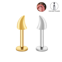 Piercings d'oreille en forme de cornes de diable, paire hélice, à filetage interne, dos plat, style gothique, pour peaux sensibles, bijoux de piercing professionnels