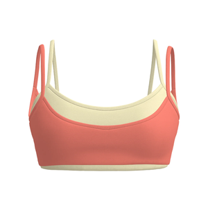 Soutien-gorge de sport pour femme à logo personnalisé, biais contrastant, décolleté en V profond, double couche, avec coussinets amovibles, maintien moyen, haut de yoga - Product Image 3