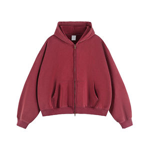 Sweat à capuche épais en polaire pour homme, couleur décolorée, coupe boxy - Product Image 1